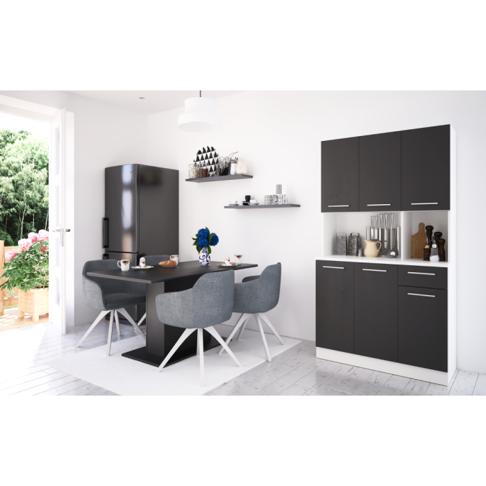 Dulap de bucătărie cu şase uşi, alb/negru, PELION NEW [7]