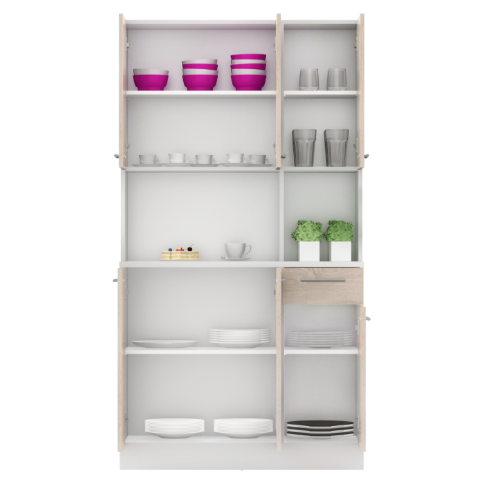 Dulap de bucătărie cu şase uşi, alb/stejar sonoma, PELION NEW [6]