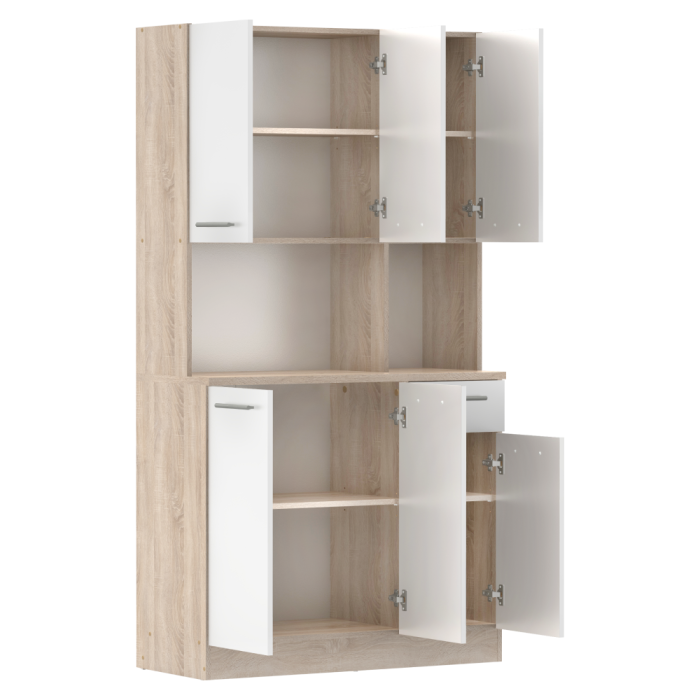 Dulap de bucătărie cu şase uşi, stejar sonoma/alb, PELION NEW [2]