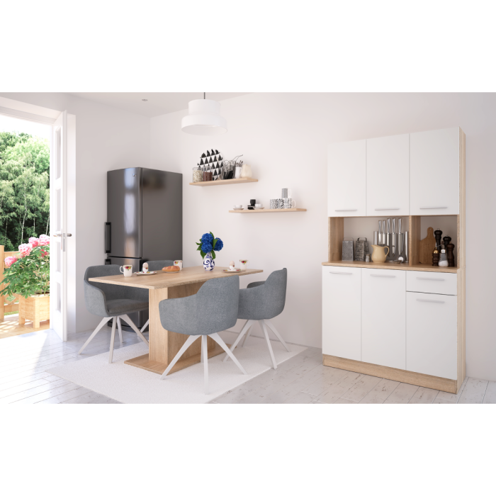 Dulap de bucătărie cu şase uşi, stejar sonoma/alb, PELION NEW [7]