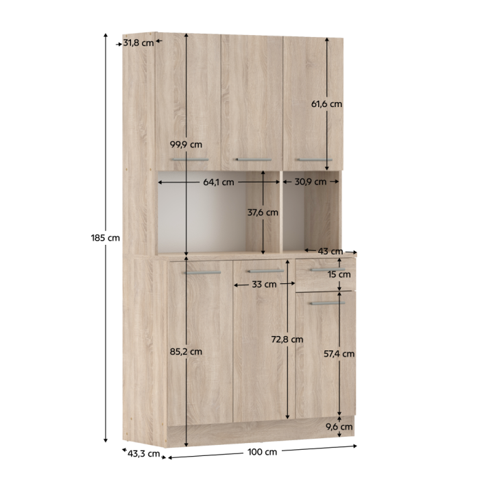 Dulap de bucătărie cu şase uşi, stejar sonoma, PELION NEW [8]