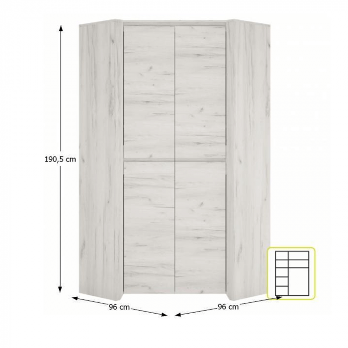 Dulap de colţ typ 21, alb craft, ANGEL [3]