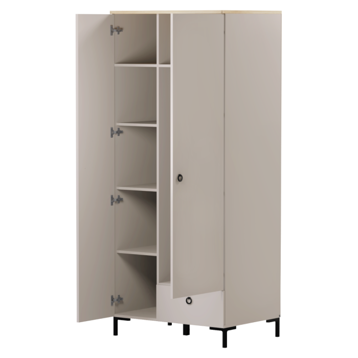 Dulap, gri-maroniu Taupe/stejar silverjack, DOMCA 2D1S [6]