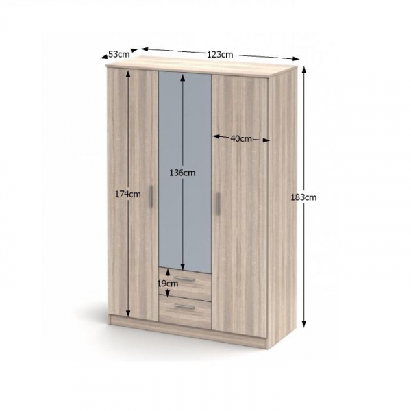 Dulap haine , stejar sonoma , 123cm lungime , Bortis Impex [2]