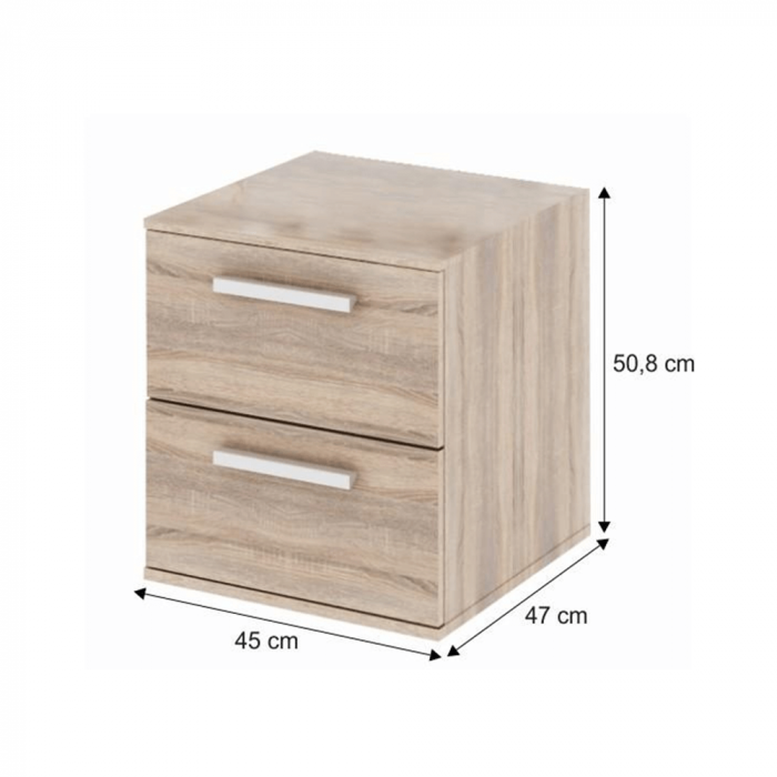 Dulap mic cu 2 sertare îngust, DTD laminat, stejar sonoma, DUNAJ  TIPUL9 [4]