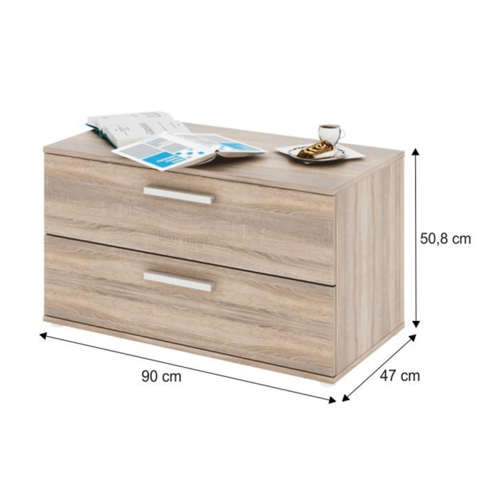 Dulap mic cu 2 sertare, PAL melaminat, stejar sonoma, DUNAJ TYP 8 [2]
