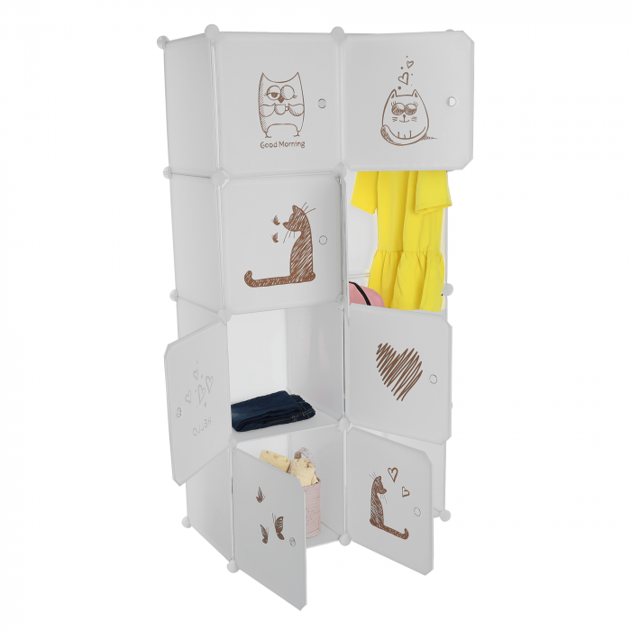 Dulap modular pentru copii, model alb / maro, KIRBY [8]