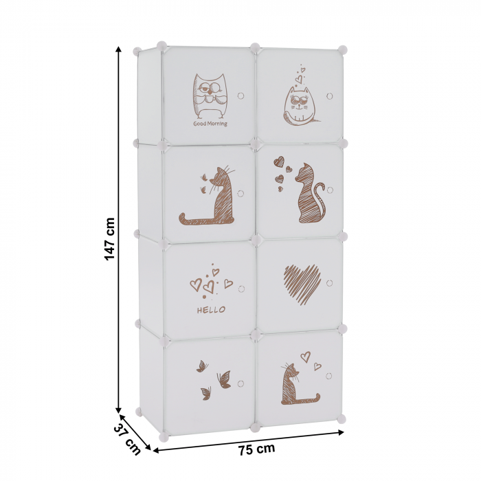 Dulap modular pentru copii, model alb / maro, KIRBY [2]