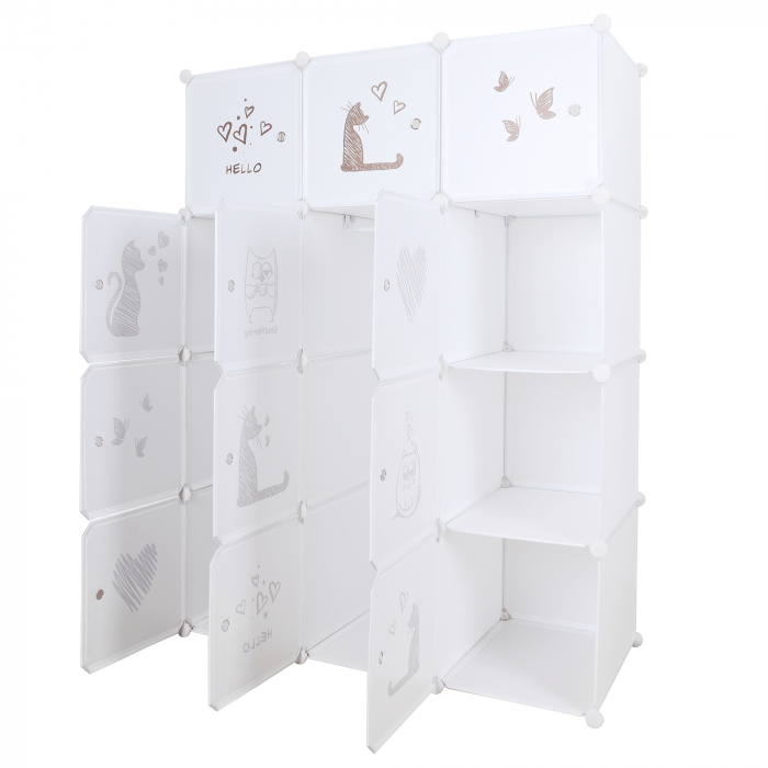 Dulap modular pentru copii, model alb / maro pentru copii, KITARO [3]