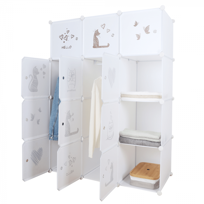 Dulap modular pentru copii, model alb / maro pentru copii, KITARO [1]