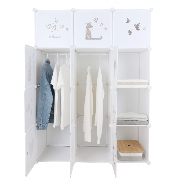 Dulap modular pentru copii, model alb / maro pentru copii, KITARO [4]