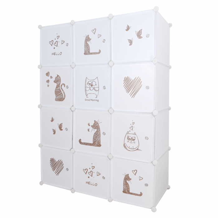 Dulap modular pentru copii, model alb / maro pentru copii, KITARO [5]