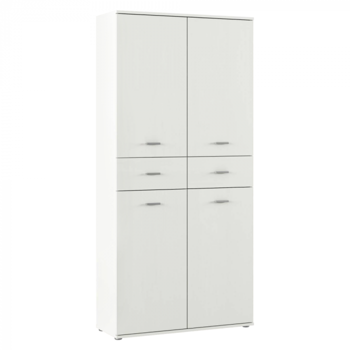 Dulap pantofar incaltaminte spatios , cu 10 rafturi si 2 sertare , alb, 90 cm lungime x 35 cm adancime x 191 cm inaltime, incap peste 25 -28 perechi incaltaminte aproximativ [1]
