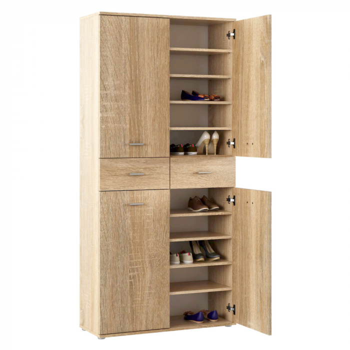 Dulap pantofar spatios , cu 10 rafturi si 2 sertare , stejar sonoma, 90 cm lungime x 35 cm adancime x 191 cm inaltime, incap peste 25 -28 perechi incaltaminte aproximativ [3]