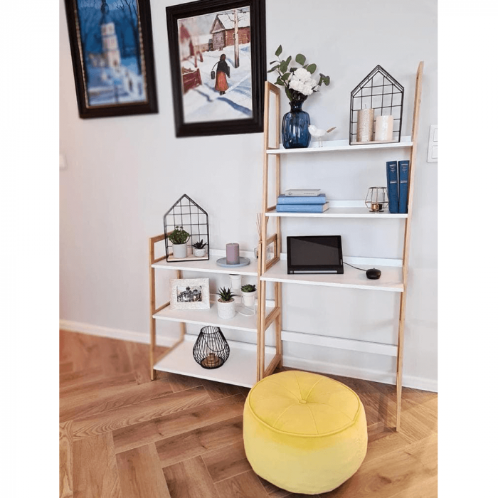 Etajeră cu 4 rafturi, alb/natural, KOEN TYP 2 [17]