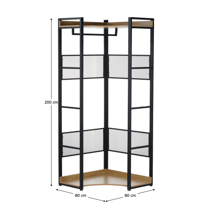 Etajeră de colţ, stejar/negru, KILOS NEW TIP 4 [6]