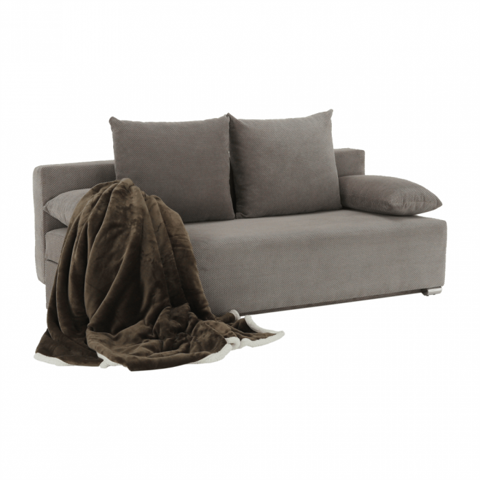 Canapea extensibila , cu lada depozitare , textil gri-maro , 195 cm [3]