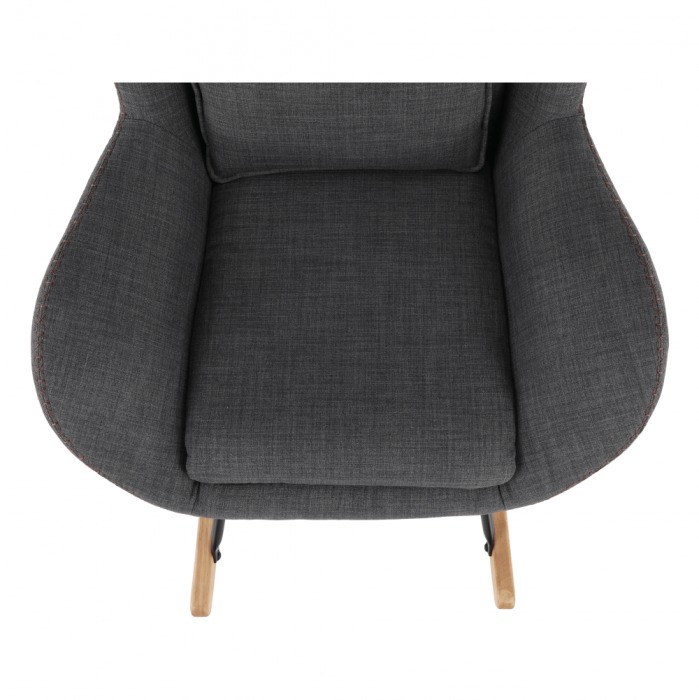 Fotoliu balansoar, material textil gri/lemn, HARPER [5]
