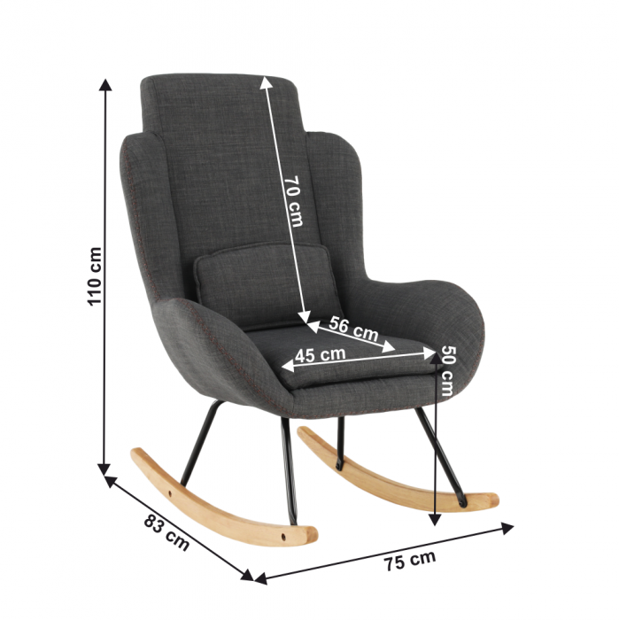 Fotoliu balansoar, material textil gri/lemn, HARPER [11]