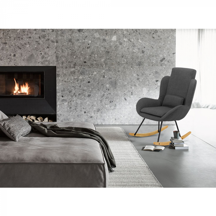 Fotoliu balansoar, material textil gri/lemn, HARPER [16]
