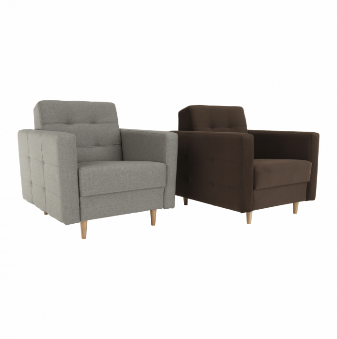 Fotoliu complet tapiţat, material textil gri, AMEDIA [13]