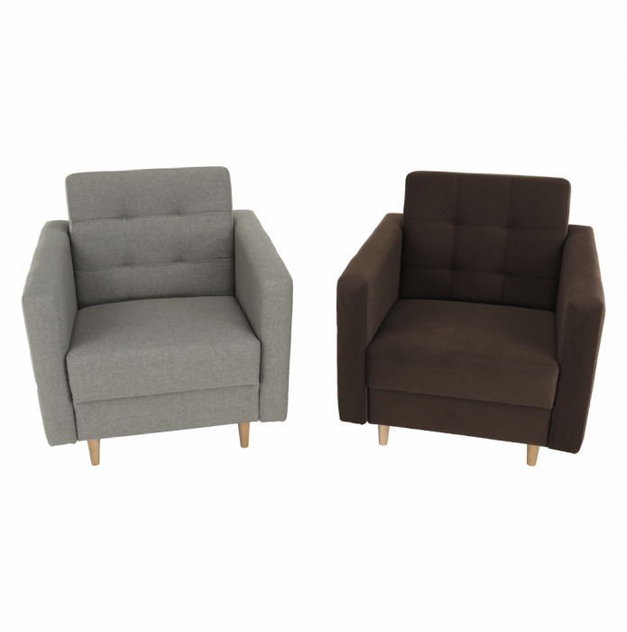 Fotoliu complet tapiţat, material textil gri, AMEDIA [14]