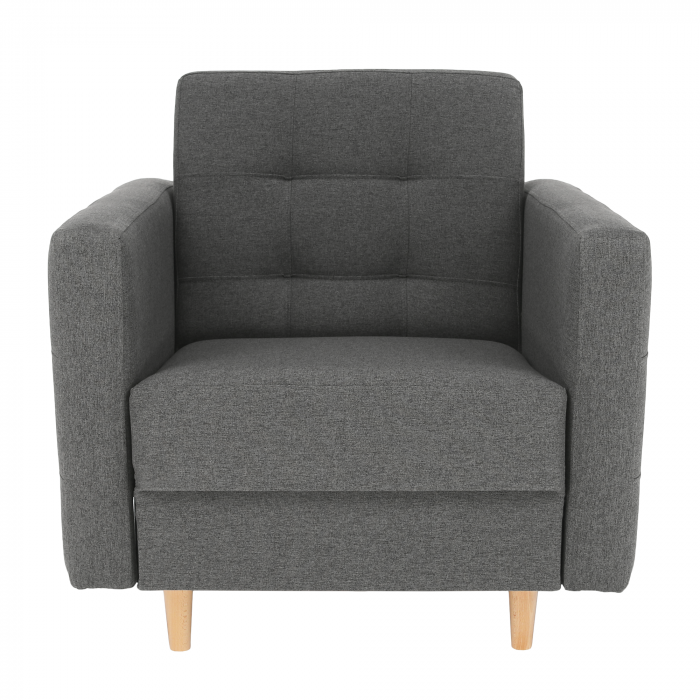 Fotoliu complet tapiţat, material textil gri închis, AMEDIA [9]
