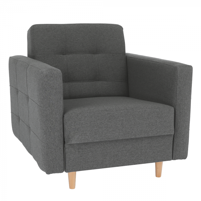 Fotoliu complet tapiţat, material textil gri închis, AMEDIA [1]