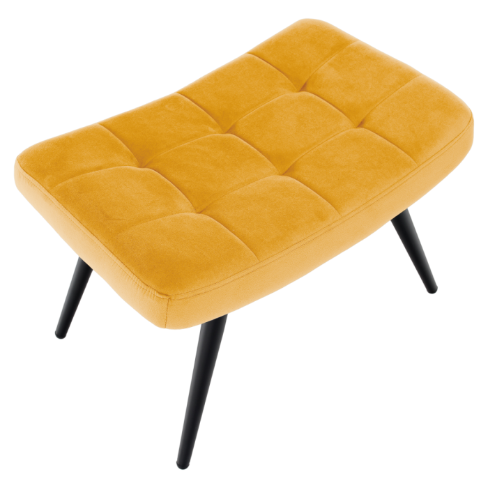 Fotoliu cu suport pentru picioare, galben ţesătură Velvet/negru, HABEN [7]