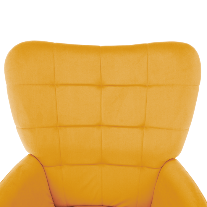 Fotoliu cu suport pentru picioare, galben ţesătură Velvet/negru, HABEN [14]