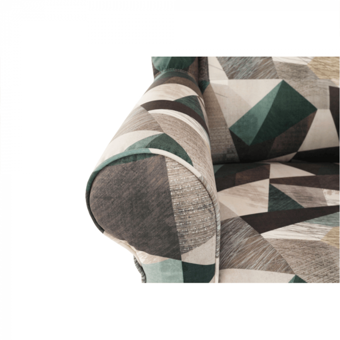 Fotoliu cu taburet, material maro-verde cu model, ASTRID [6]