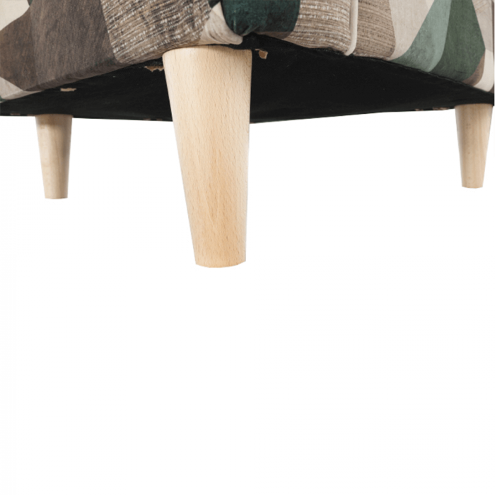 Fotoliu cu taburet, material maro-verde cu model, ASTRID [10]