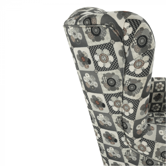 Fotoliu cu taburet, material textil în stilul patchwork N1, ASTRID [10]