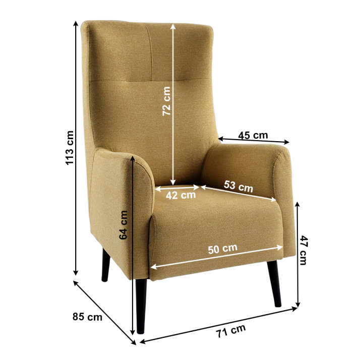 Fotoliu cu urechi, galben/ negru, SAMY [6]
