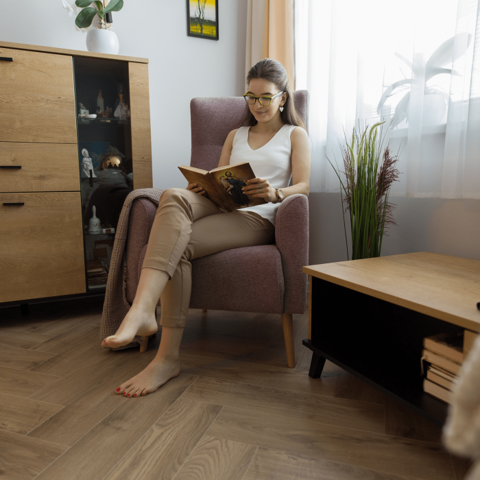 Fotoliu cu urechi, roz antic/ fag, SAMY [6]