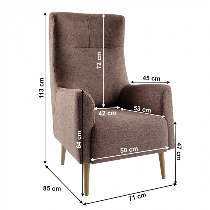 Fotoliu cu urechi, roz antic/ fag, SAMY [9]