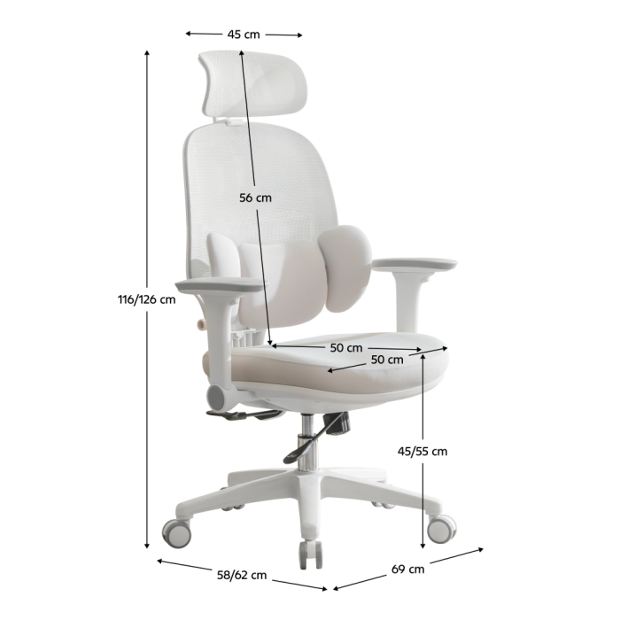 Fotoliu de birou, gri/alb, ABRAMO [19]