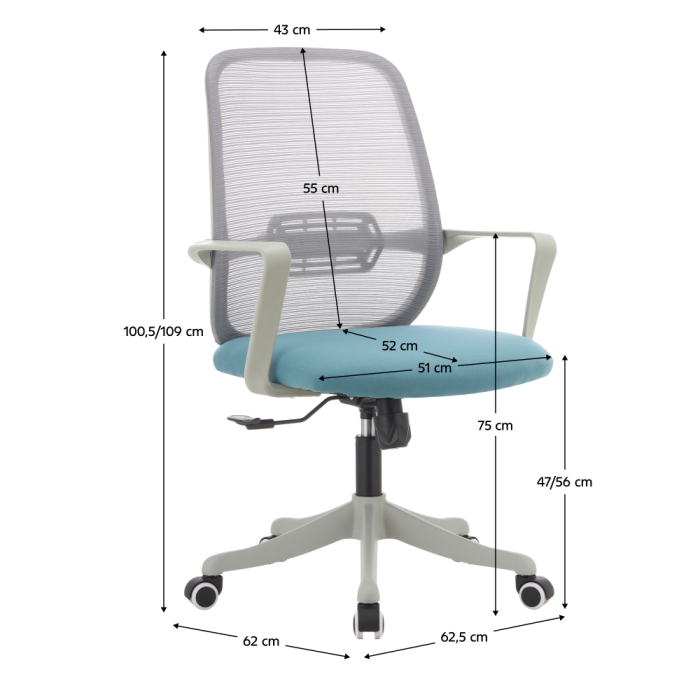Fotoliu de birou, gri/albastru, DERVIN [2]