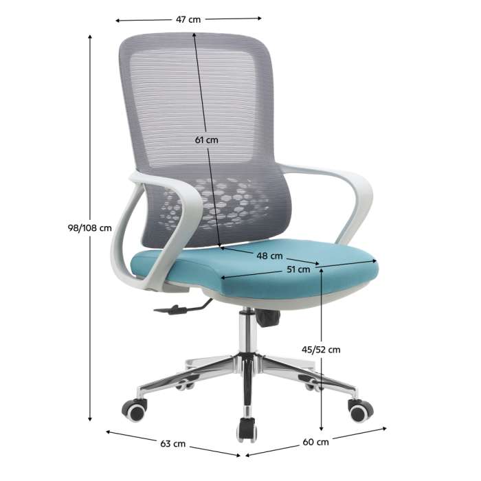 Fotoliu de birou, gri/albastru, FOSTER TYP 2 [6]