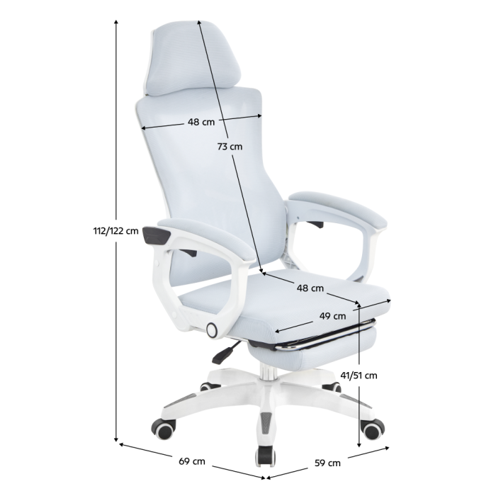 Fotoliu de birou, gri deschis/alb, portanţă 150 kg, MALVIN [2]