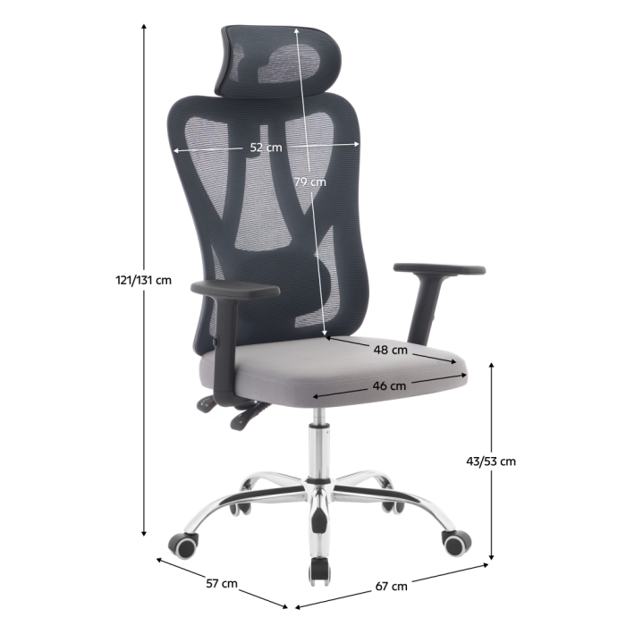 Fotoliu de birou, gri închis/gri deschis/crom, portanţă 150 kg, ADEMIR [7]
