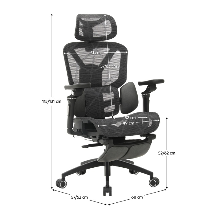 Fotoliu de birou, gri închis/negru, VILMER [21]