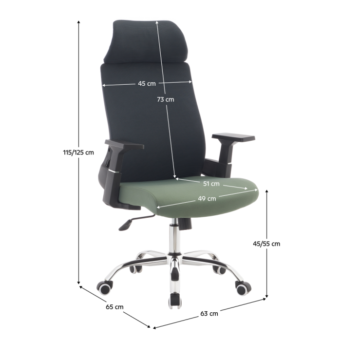 Fotoliu de birou, gri închis/verde/crom, portanţă 150 kg, HOLGER [8]