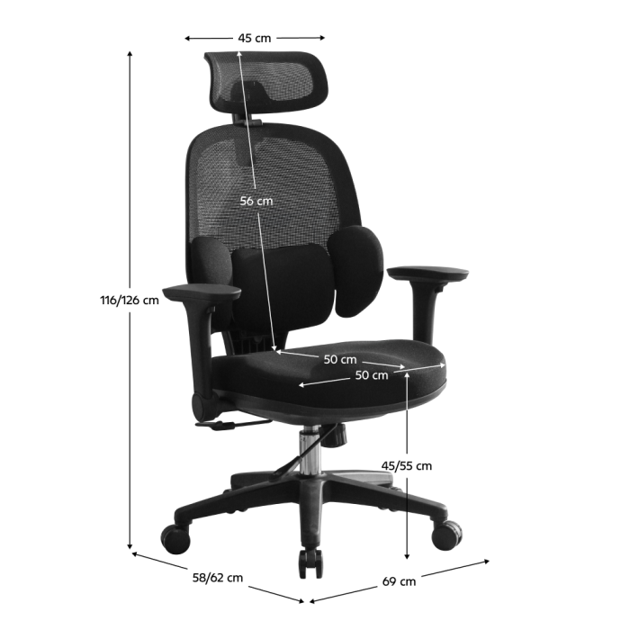 Fotoliu de birou, negru, ABRAMO [10]