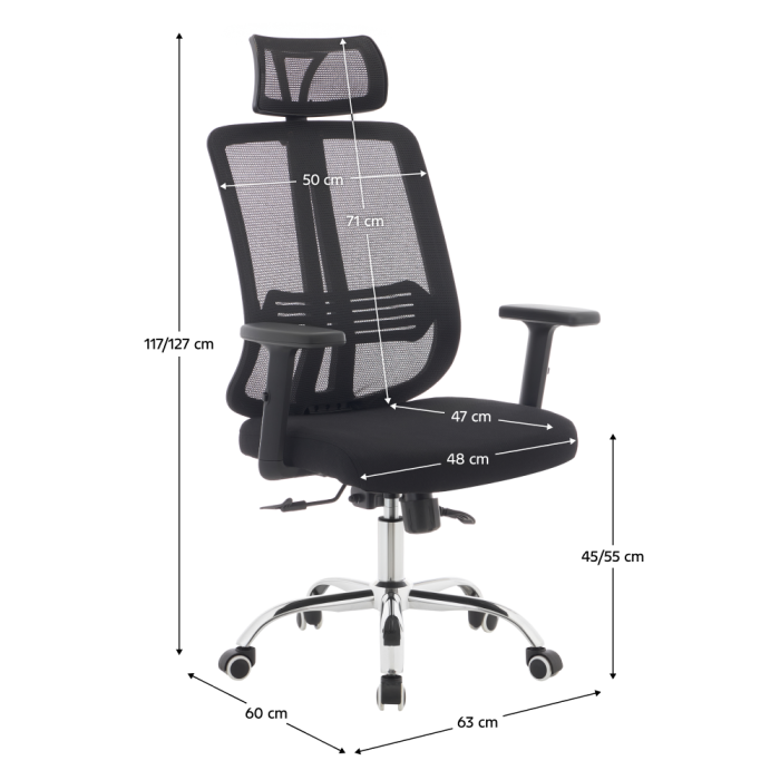 Fotoliu de birou, negru/crom, portanţă 150 kg, DUVAL [8]