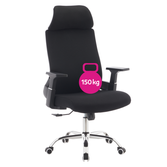 Fotoliu de birou, negru/crom, portanţă 150 kg, HOLGER [2]
