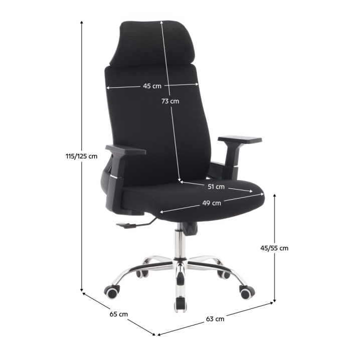 Fotoliu de birou, negru/crom, portanţă 150 kg, HOLGER [8]