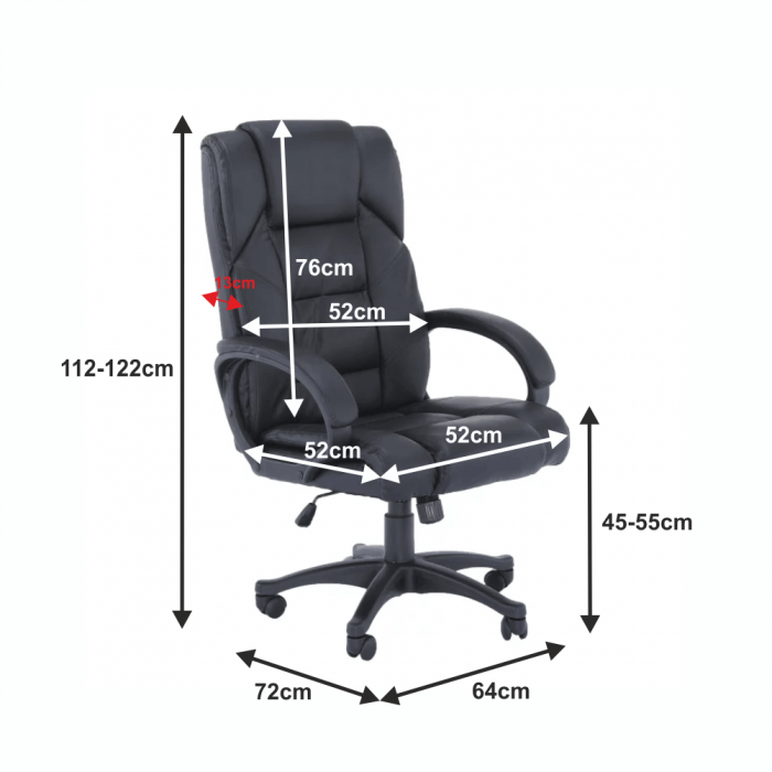 Fotoliu de birou, piele eco neagră, SIEMO NEW [5]
