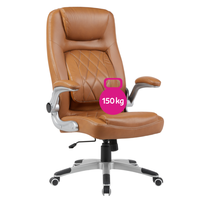 Fotoliu de birou, piele ecologică maro/argintiu, portanţă 150 kg, GREKO [2]