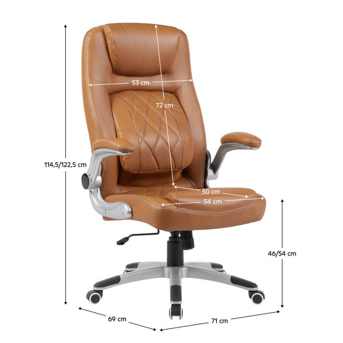 Fotoliu de birou, piele ecologică maro/argintiu, portanţă 150 kg, GREKO [7]